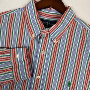 Polo Ralph‎ Lauren Shirt Mens XL Colorful Vertical Stripes Long Sleeve Button Up